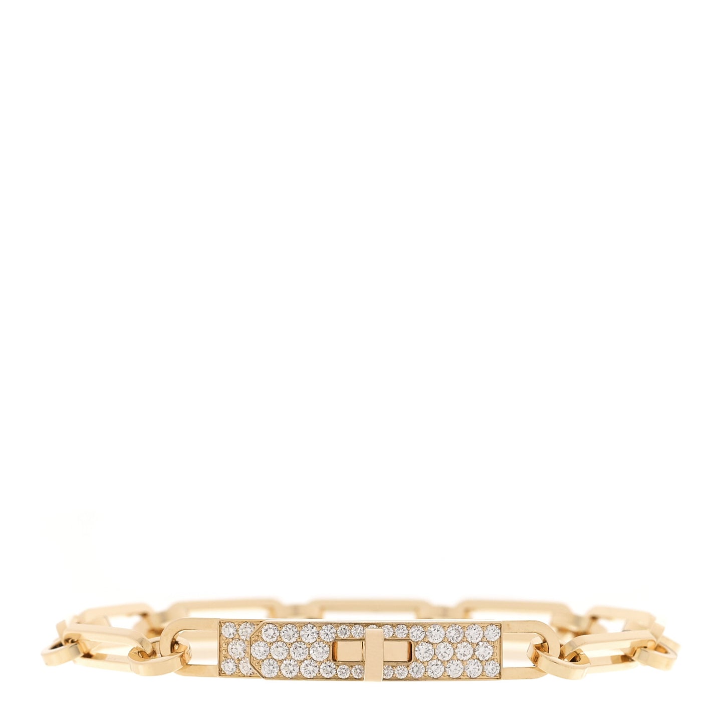18K Yellow Gold Diamond Pave PM Kelly Chaine Bracelet ST