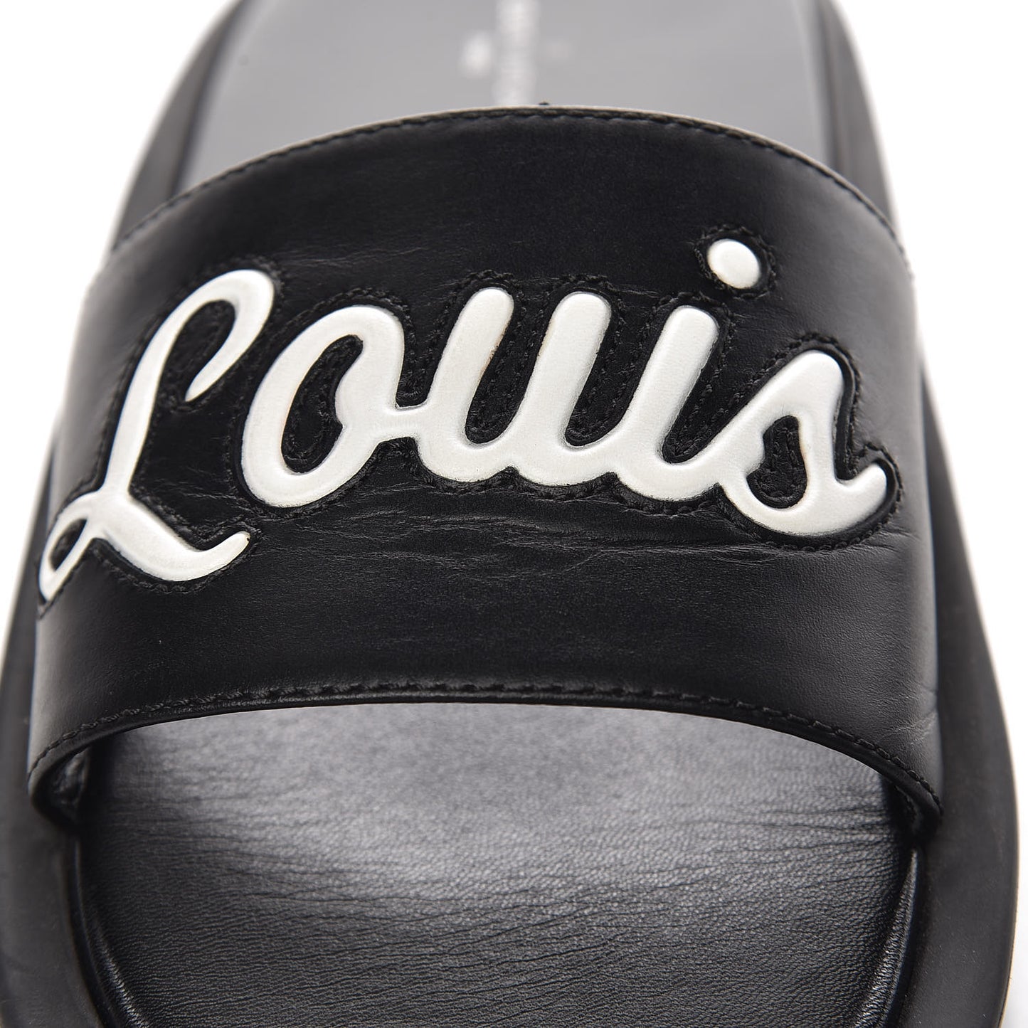 Calfskin Logo Sunbath Slide Sandals 39 Black