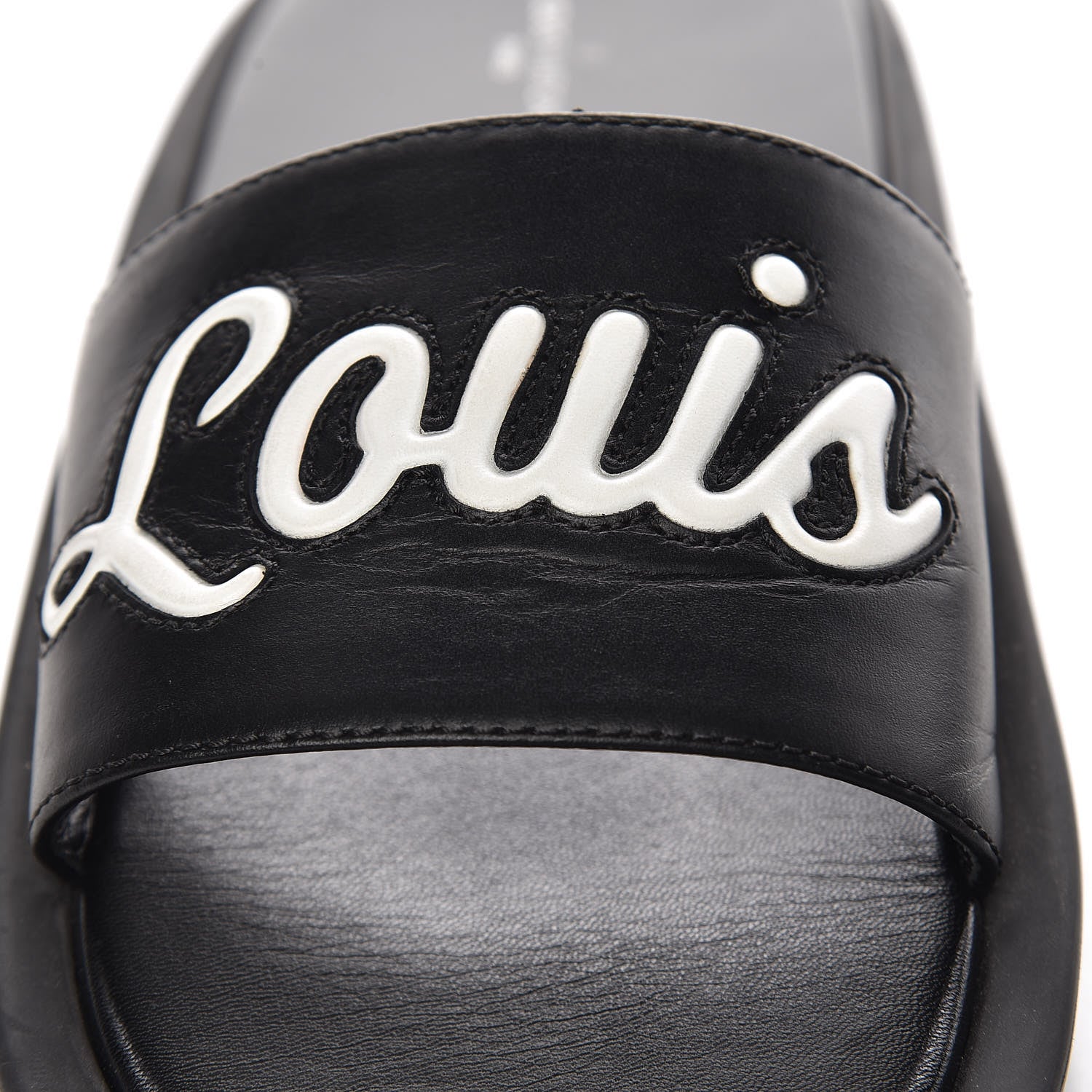 Louis Vuitton Calfskin Logo Sunbath Slide Sandals 39 Black 12 of 13