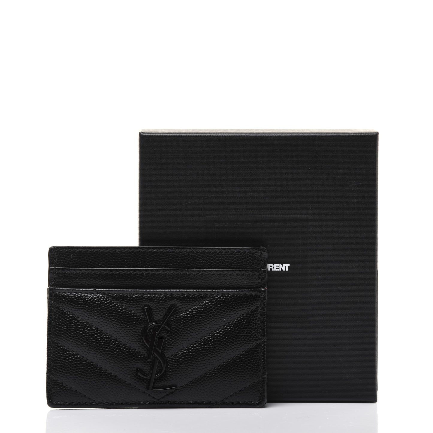 Grain De Poudre Matelasse Chevron Monogram Credit Card Case Black