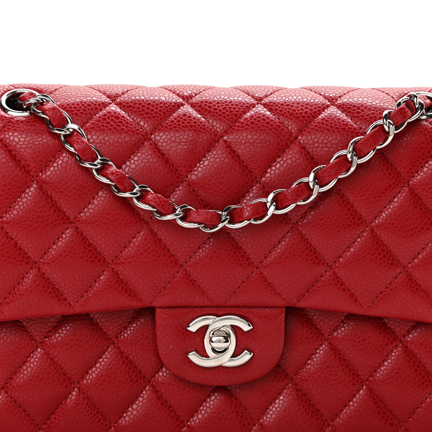 Chanel Caviar Quilted Medium Double Flap Red 8 of 12