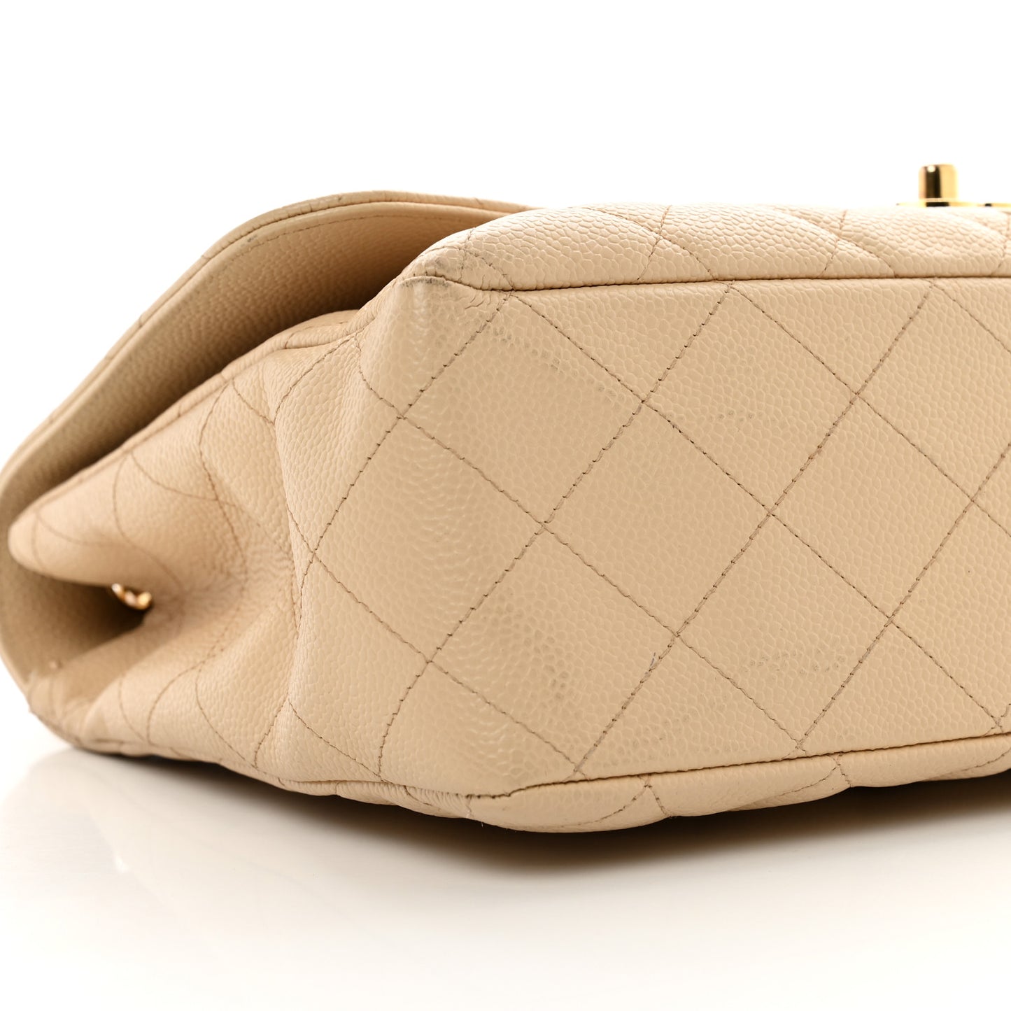 Caviar Quilted Jumbo Single Flap Beige