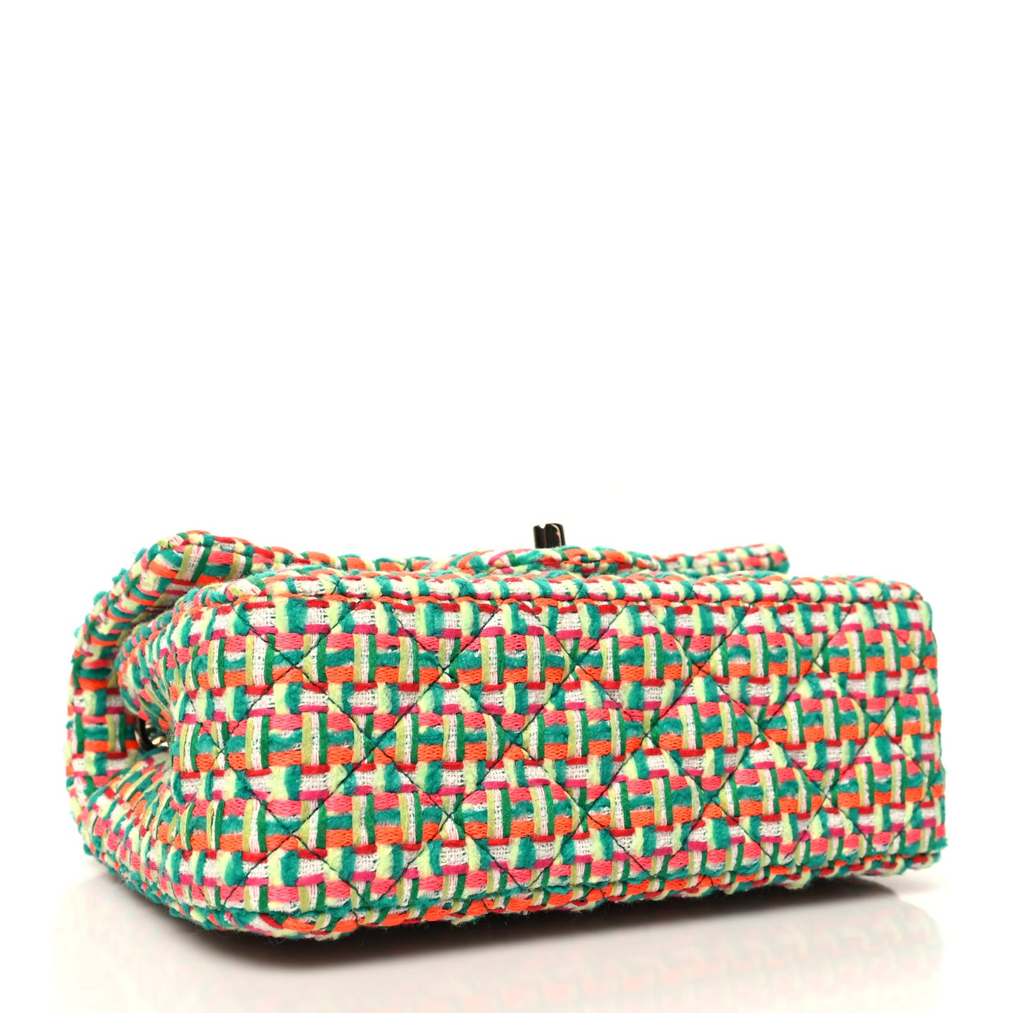 Tweed Quilted Mini Rectangular Flap Green Multicolor