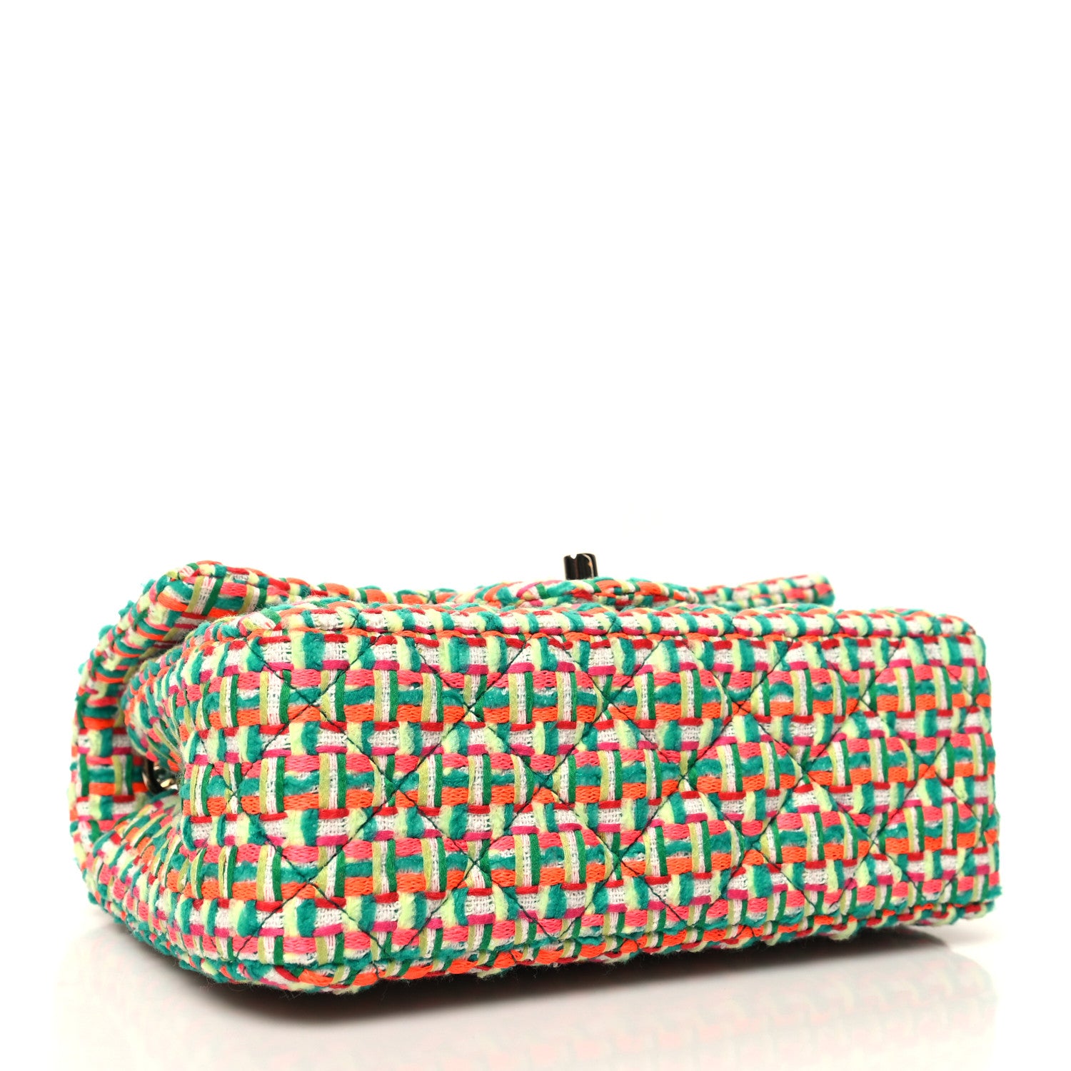 Chanel Tweed Quilted Mini Rectangular Flap Green Multicolor 4 of 11