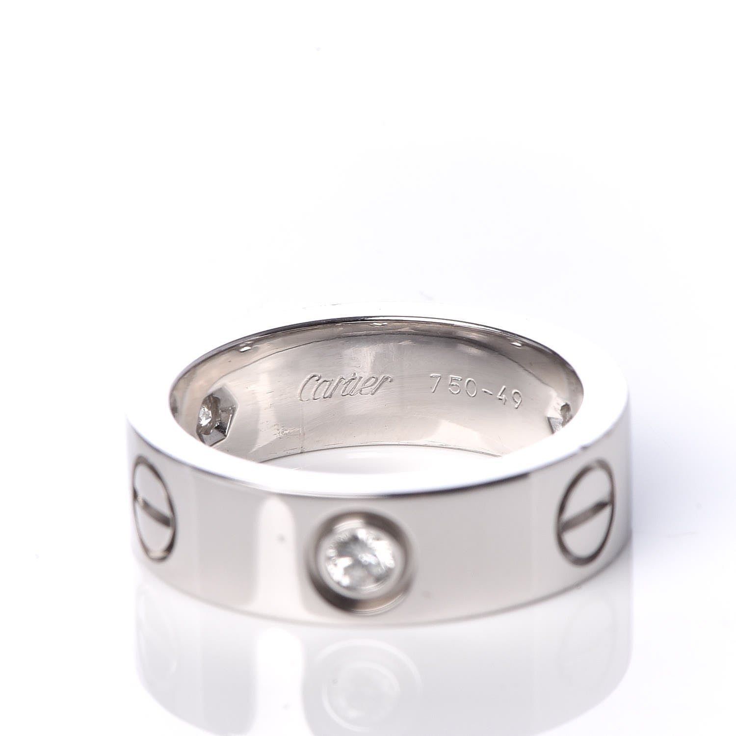 Cartier 18K White Gold 3 Diamond 5.5mm LOVE Ring 49 5 5 of 5