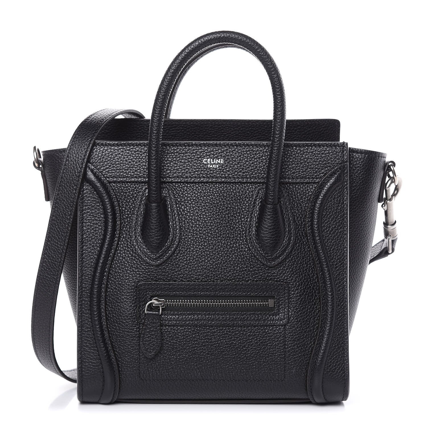 Celine Drummed Calfskin Nano Luggage Black 1 of 9