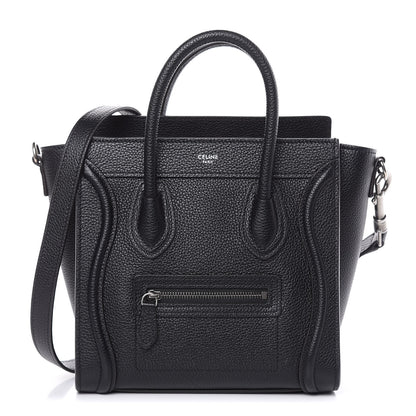 Celine Drummed Calfskin Nano Luggage Black 1 of 9