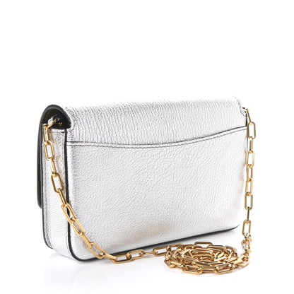 Burberry Metallic Hayes Goatskin D-Ring Mini Bag Silver 2 of 9