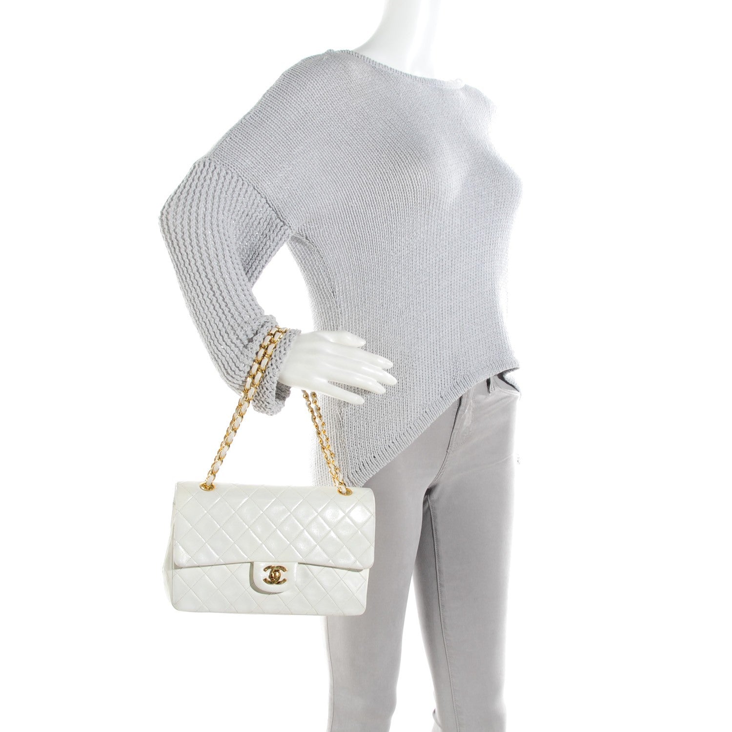 Chanel Lambskin Quilted Medium Double Flap White 2 of 15