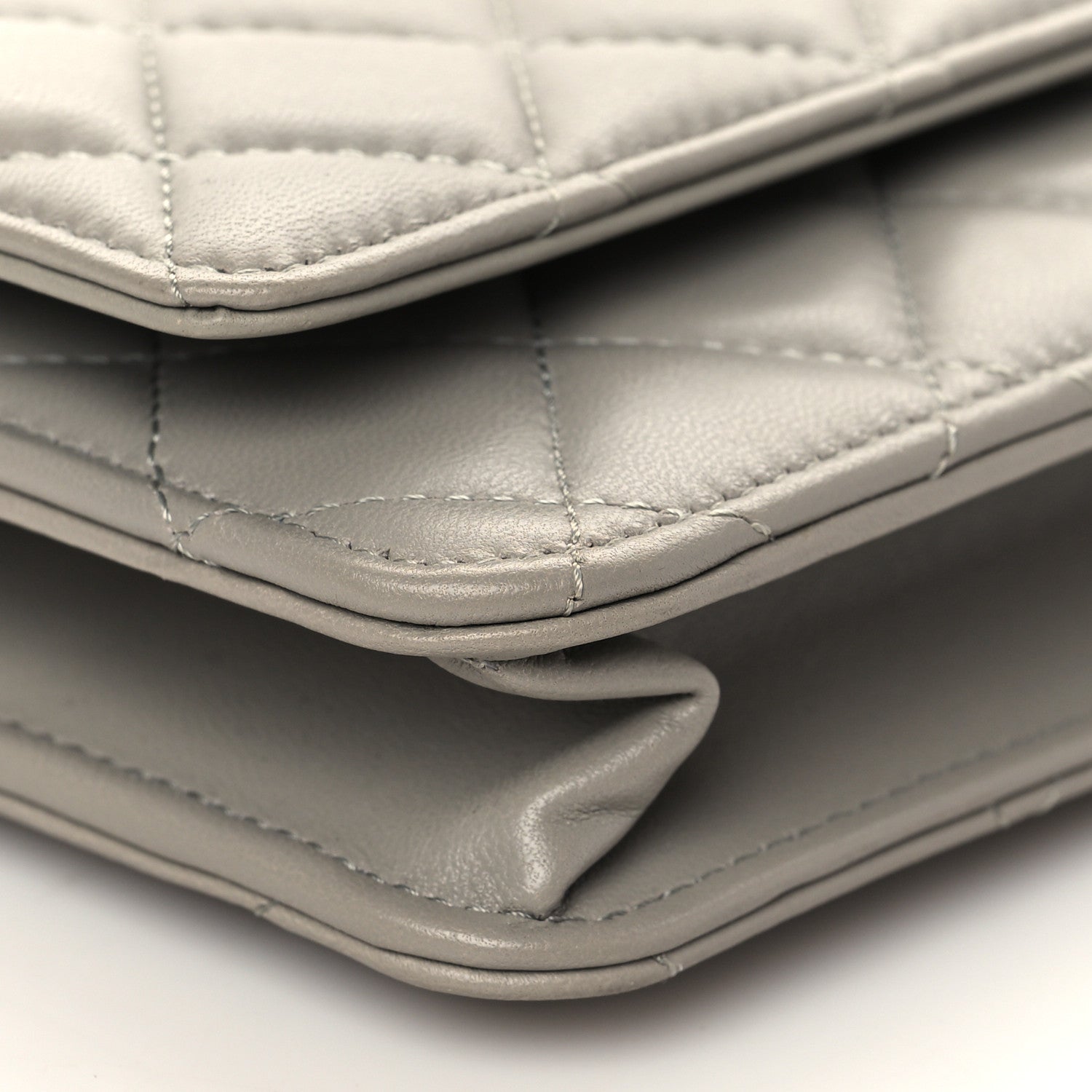 Chanel Lambskin Quilted Wallet On Chain WOC Grey 9 of 10