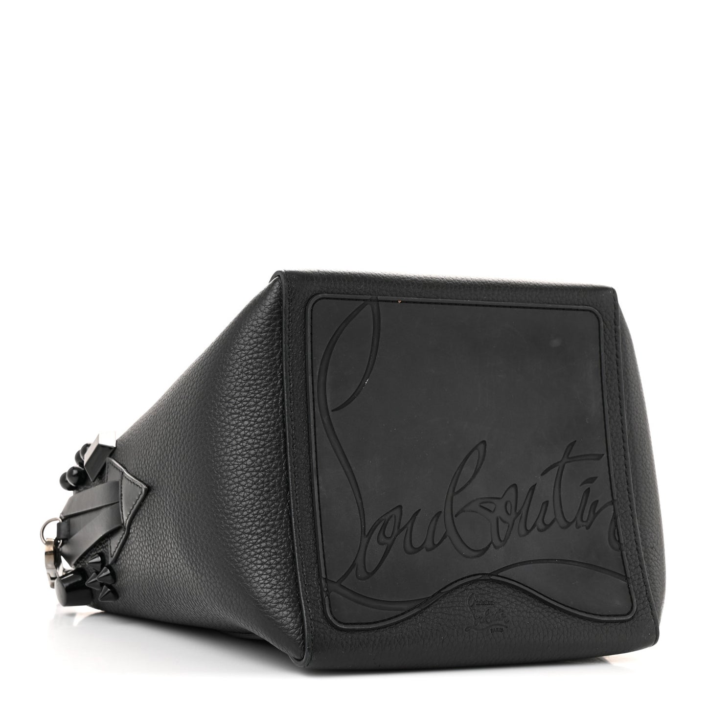 Calfskin Empire Spike Studded Mini Cabachic Bucket Bag Black