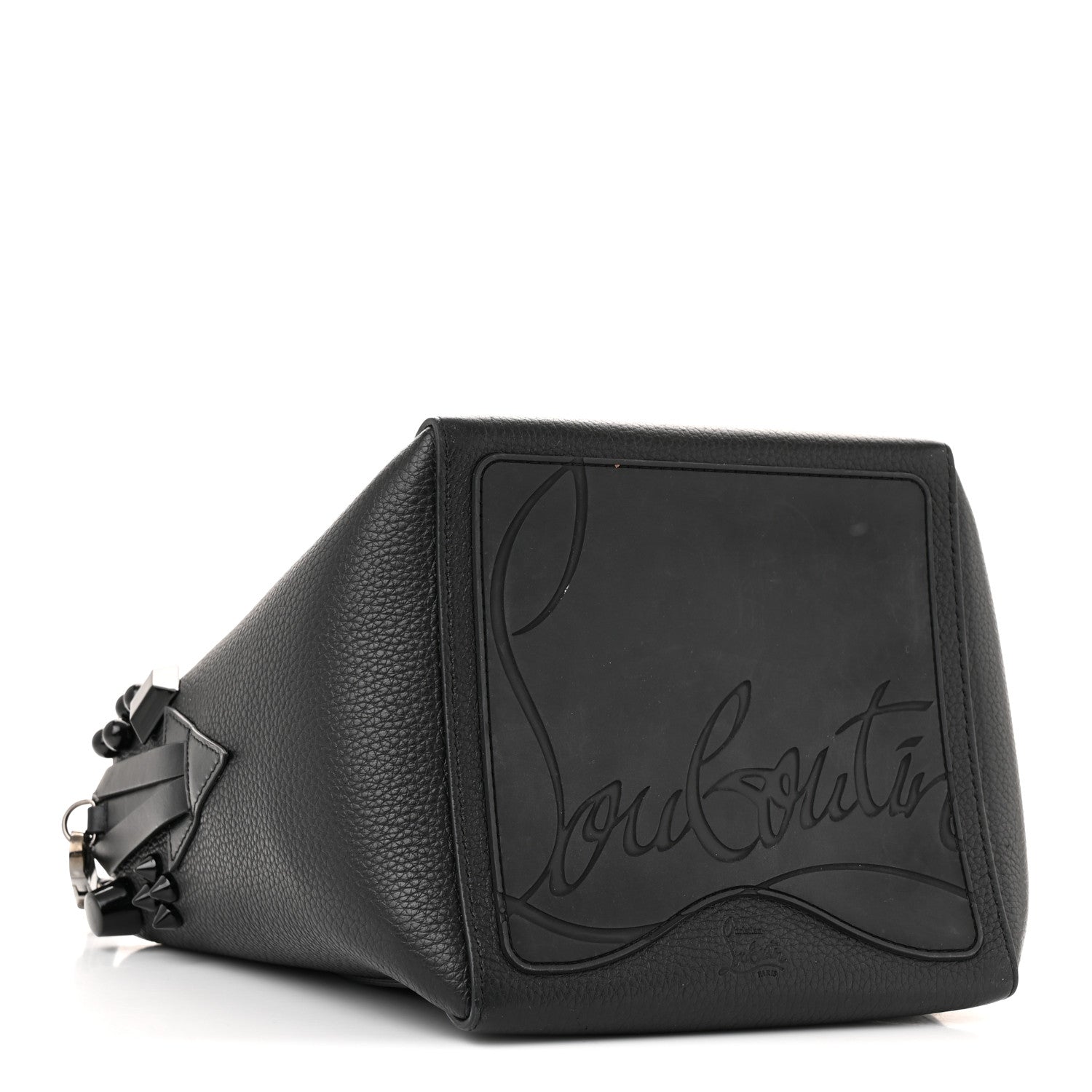 Christian Louboutin Calfskin Empire Spike Studded Mini Cabachic Bucket Bag Black 4 of 13