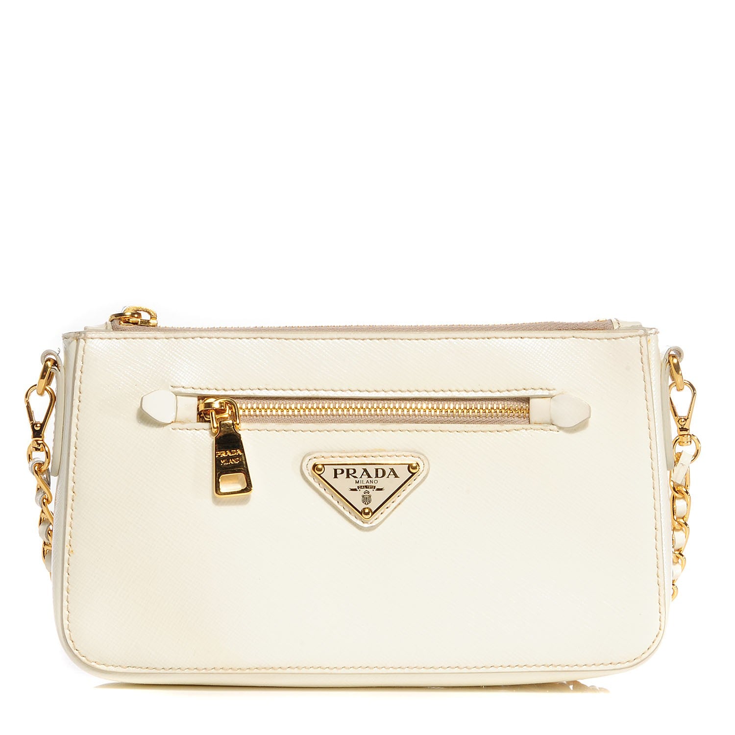 Prada Saffiano Vernice Crossbody Bag Bianco 1 of 10
