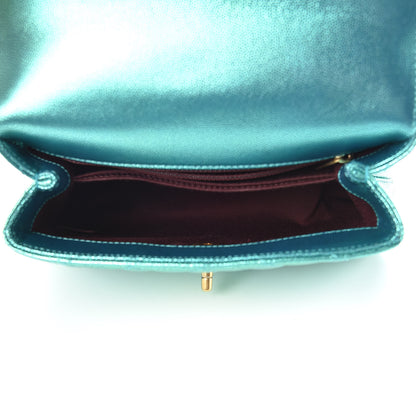 Chanel Metallic Caviar Quilted Mini Coco Handle Flap Blue 5 of 10