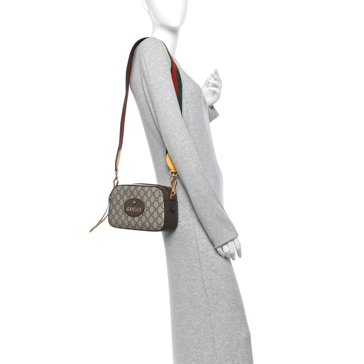 Gucci GG Supreme Monogram Web Neo Vintage Shoulder Bag Beige New Acero Crop 2 of 10