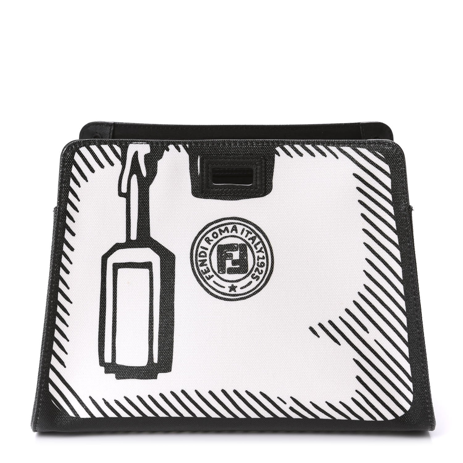 Fendi X JOSHUA VIDES Coated Canvas Mini Peekaboo Defender Cover White Black 1 of 10