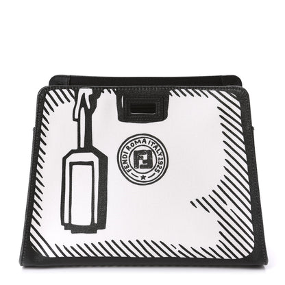 Fendi X JOSHUA VIDES Coated Canvas Mini Peekaboo Defender Cover White Black 1 of 10
