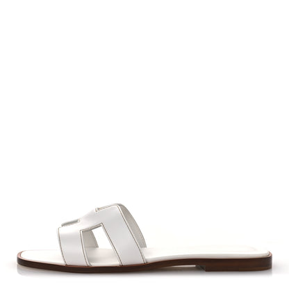 Hermes Box Calfskin Oran Sandals 38 White 1 of 11