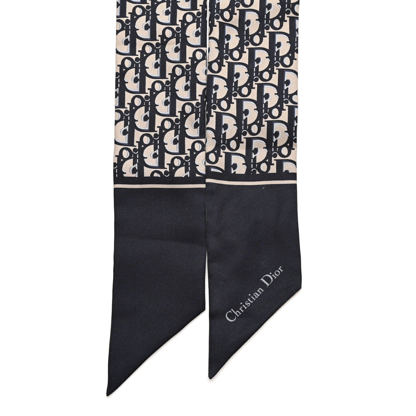 Silk Oblique Mitzah Scarf Bleu Marine
