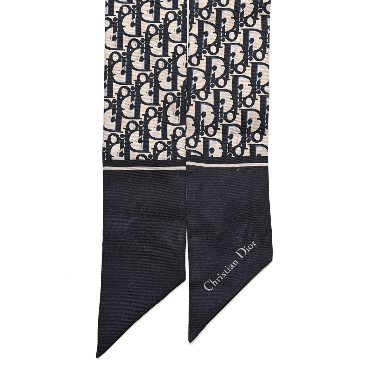 Christian Dior Silk Oblique Mitzah Scarf Bleu Marine 2 of 3