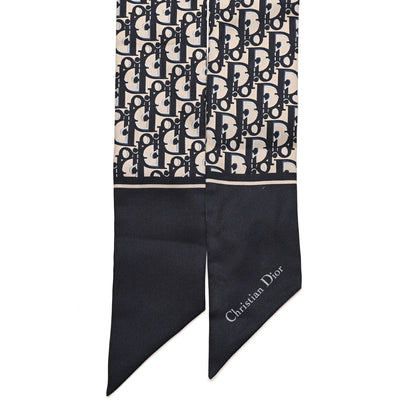Christian Dior Silk Oblique Mitzah Scarf Bleu Marine 2 of 3