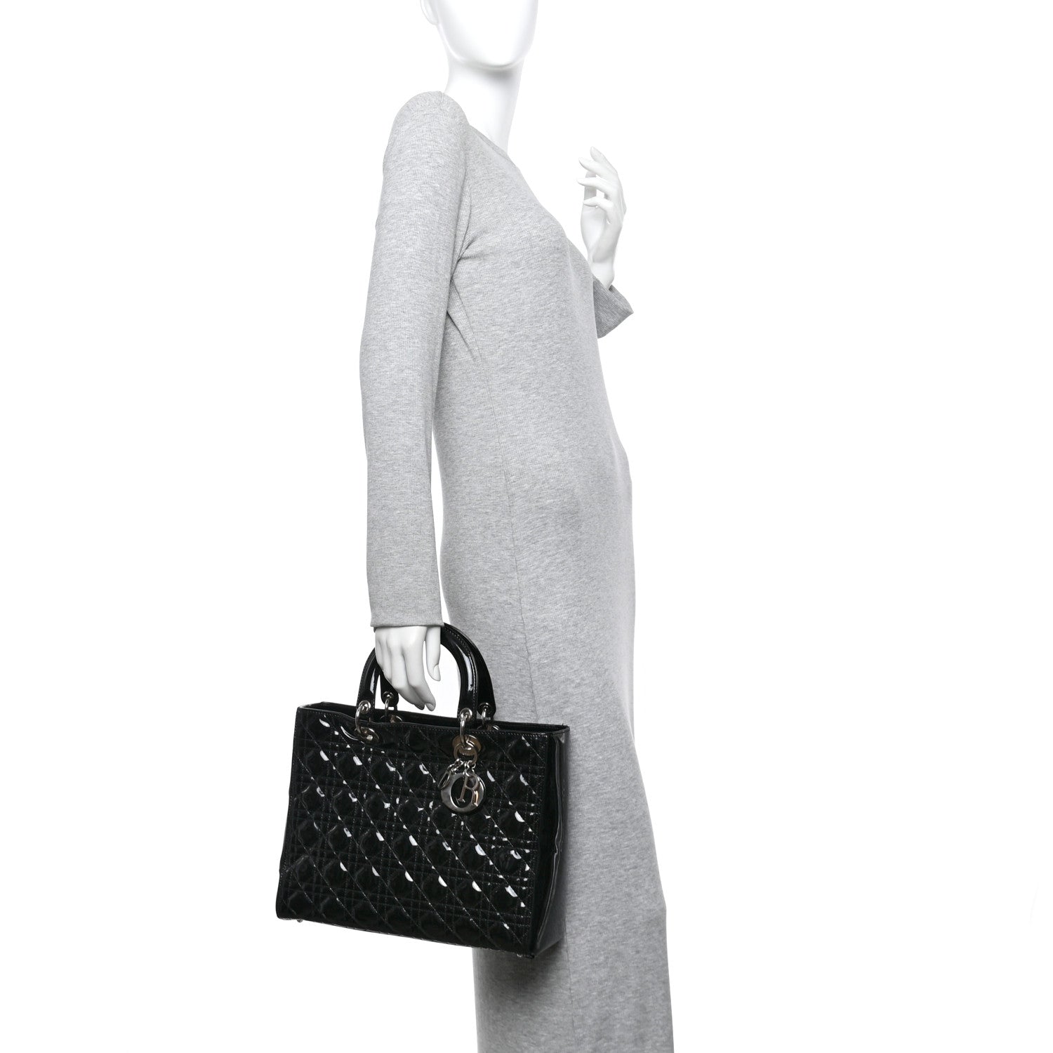 Christian Dior Patent Cannage Large Lady Dior Black 2 of 14
