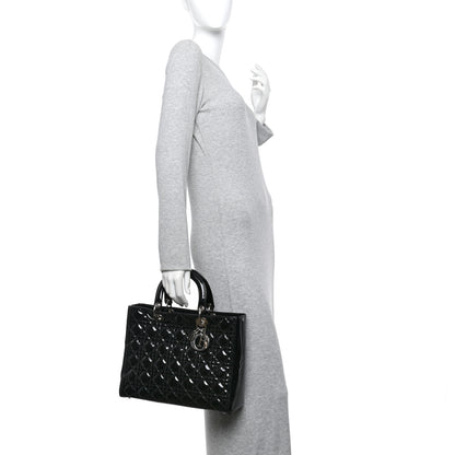 Christian Dior Patent Cannage Large Lady Dior Black 2 of 14