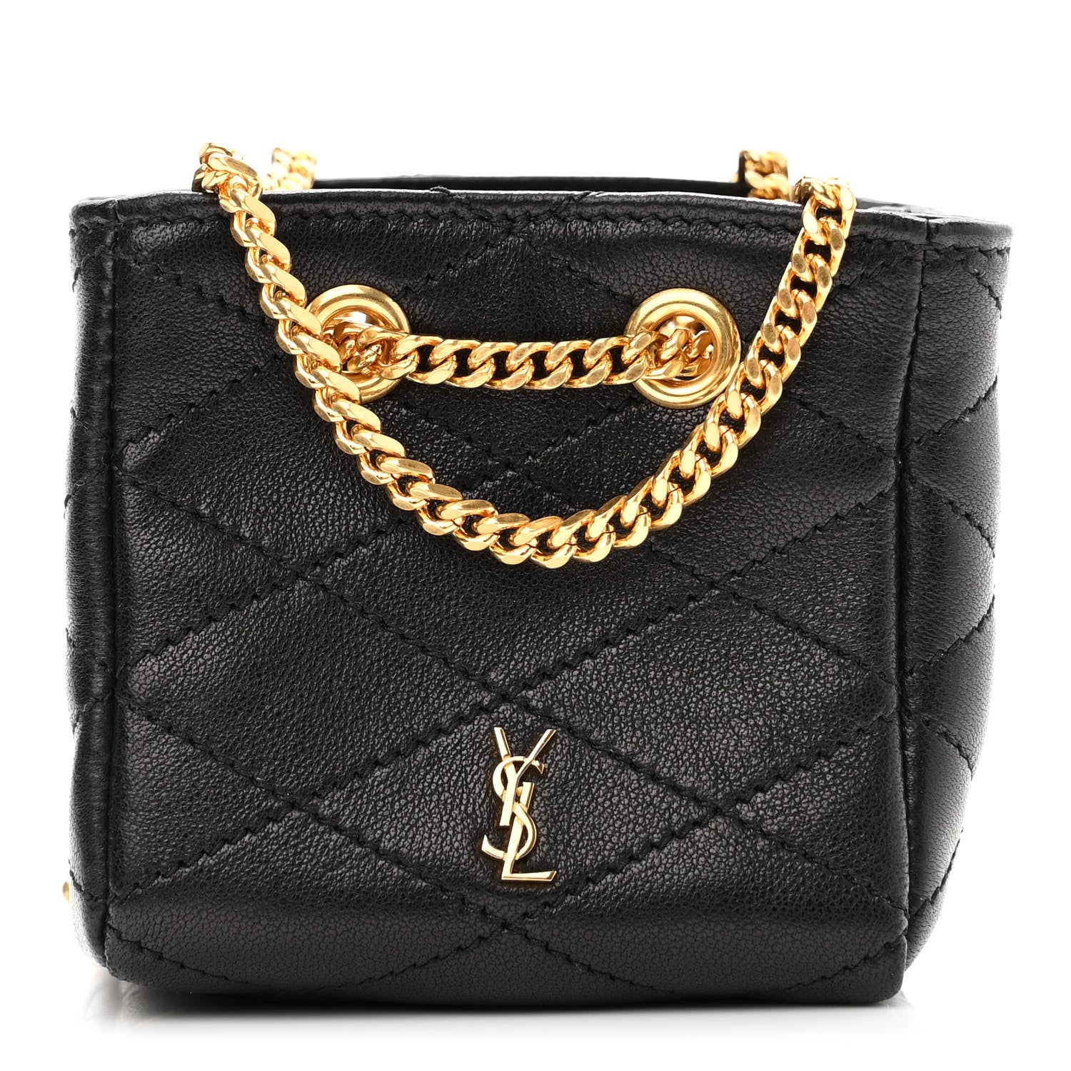 Saint Laurent Lambskin Quilted Baby Bucket Bag Black 1 of 9