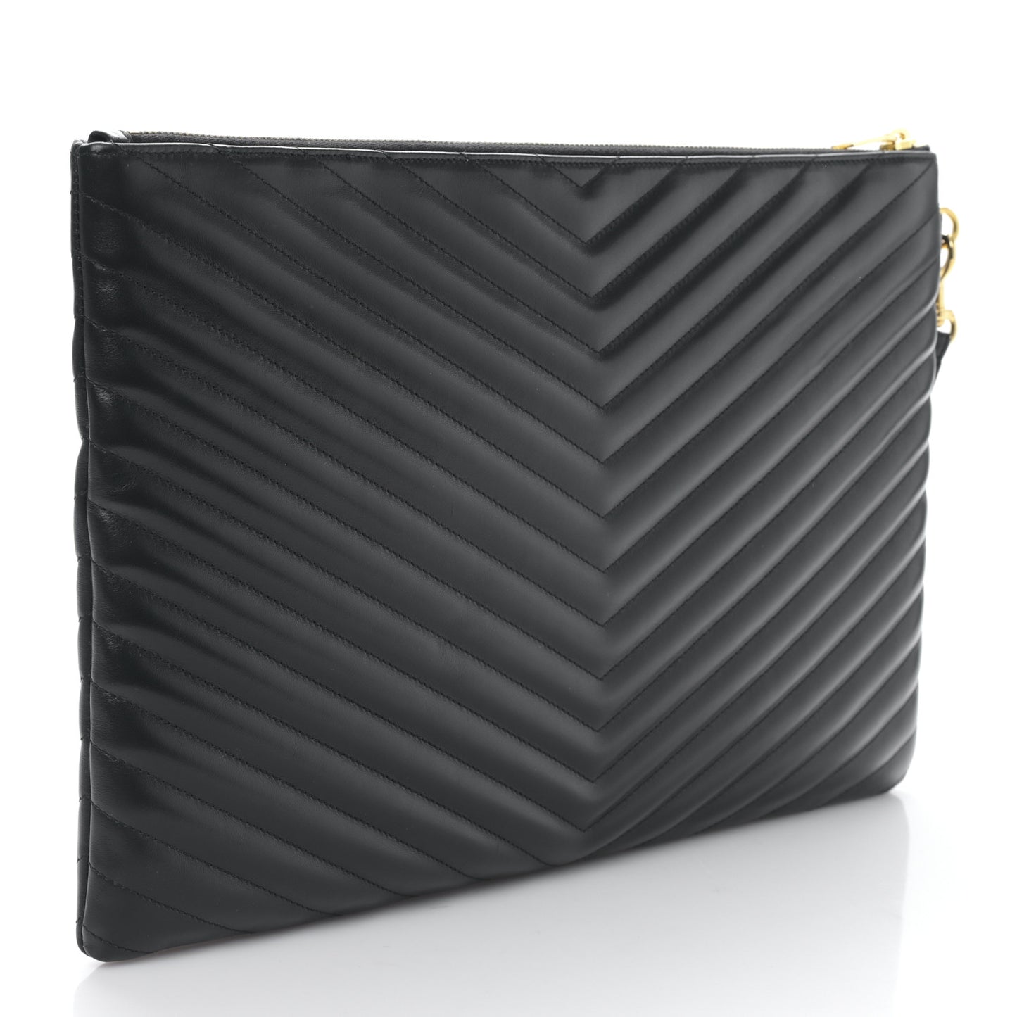 Calfskin Matelasse Chevron Monogram Document Holder Black