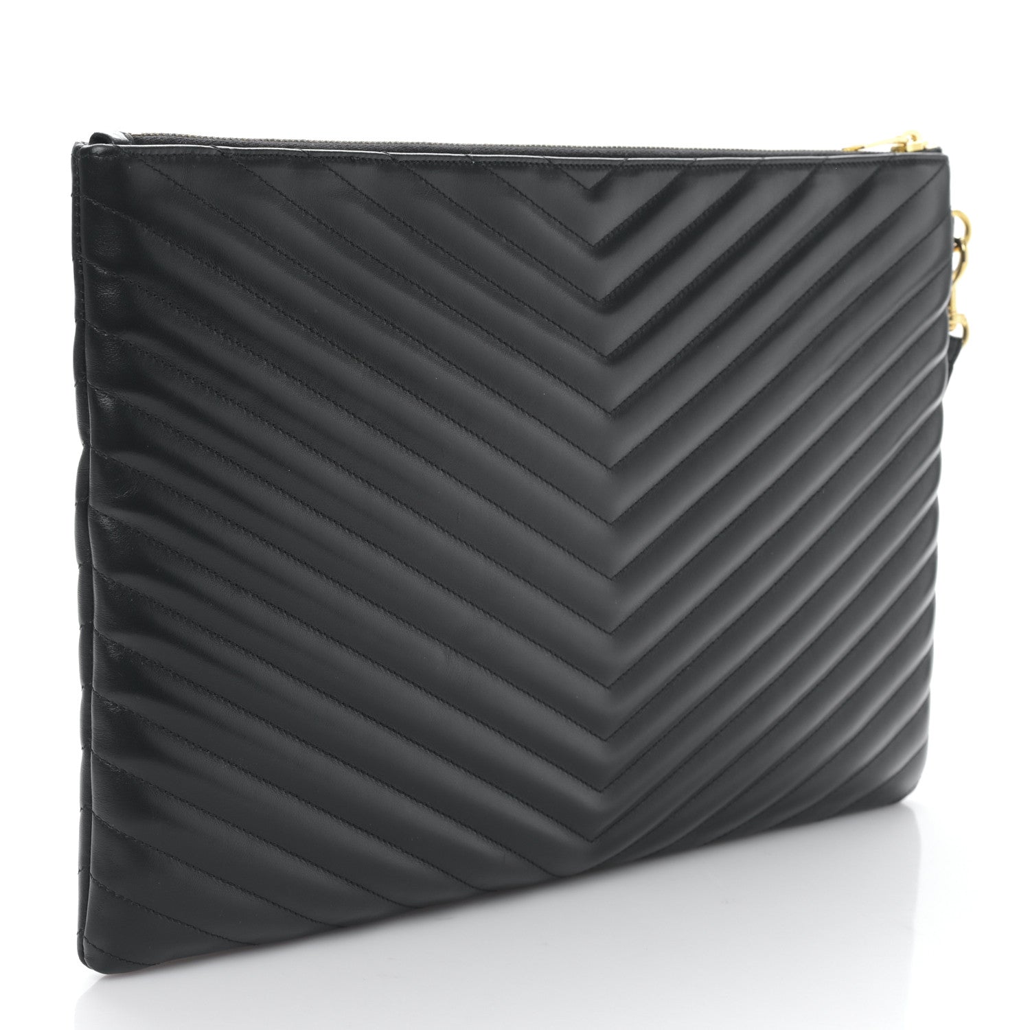 Saint Laurent Calfskin Matelasse Chevron Monogram Document Holder Black 3 of 9