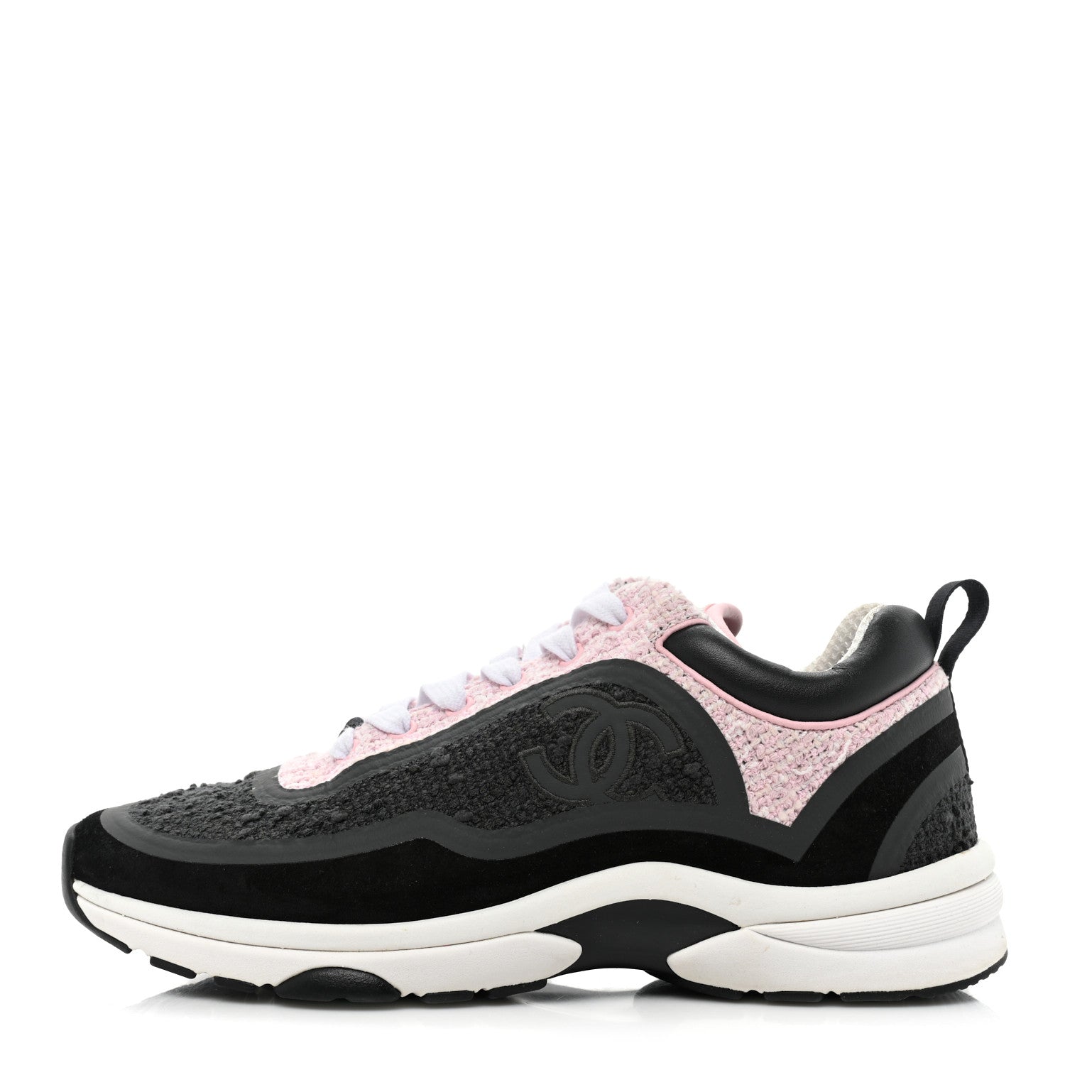 Chanel Tweed Suede Calfskin CC Sneakers 39 Gray Pink 1 of 14