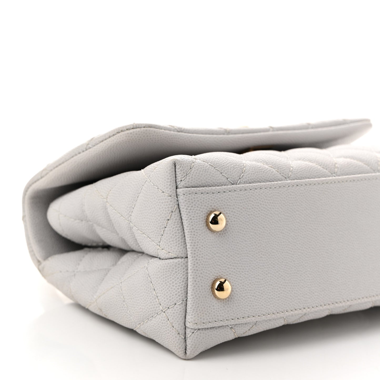Caviar Quilted Mini Coco Handle Flap Light Grey