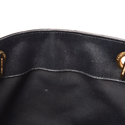 Saint Laurent Grain De Poudre Matelasse Chevron Monogram Shopping Bag Black 17 of 18