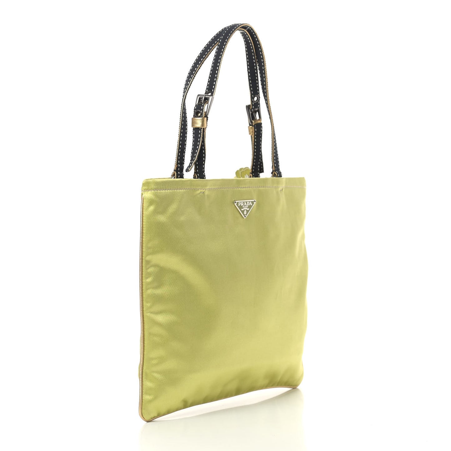 Satin Grosgrain Shopping Tote Bag Green