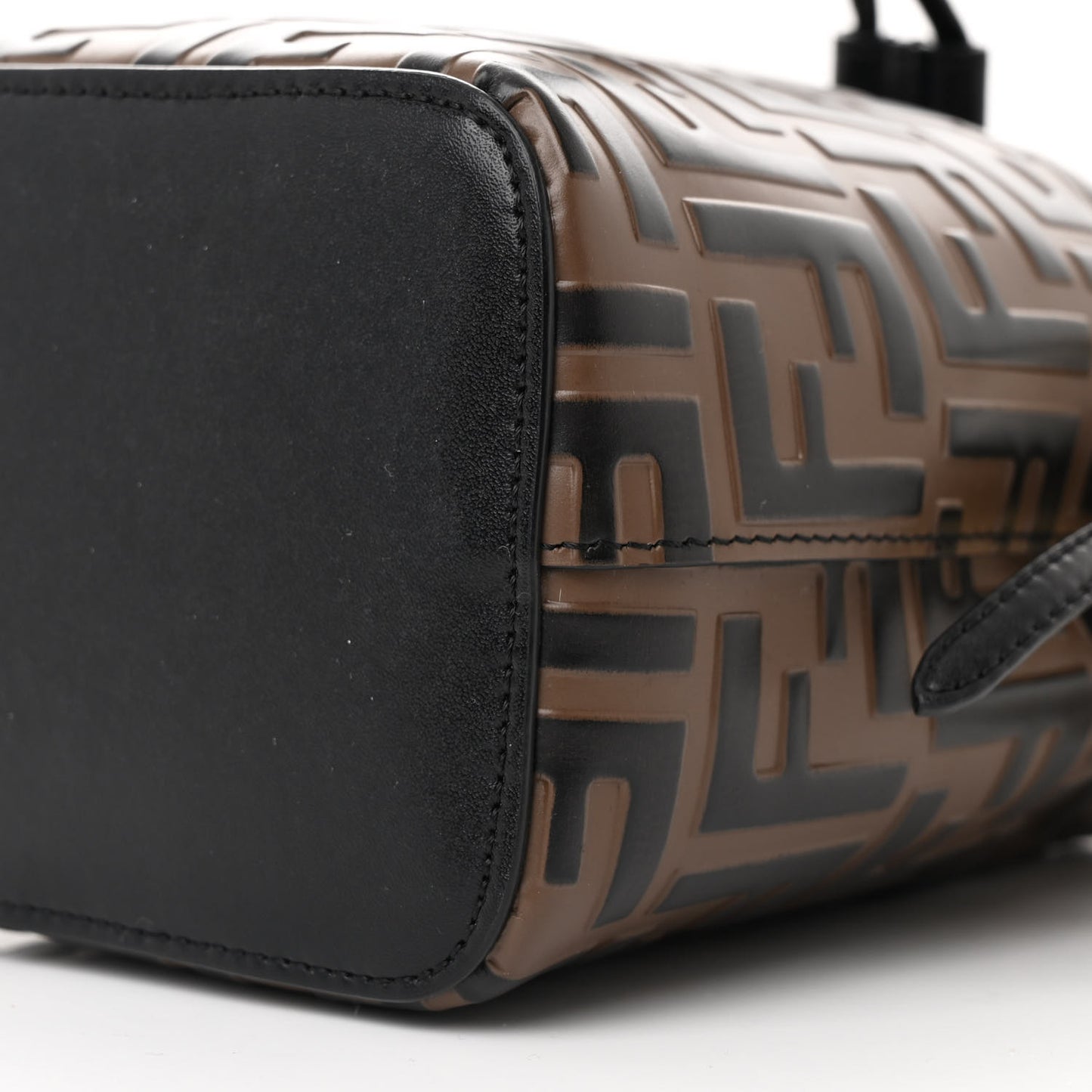 Vitello Liberty F is Fendi Bi-Color FF 1974 Embossed Mini Mon Tresor Bucket Bag Maya Black