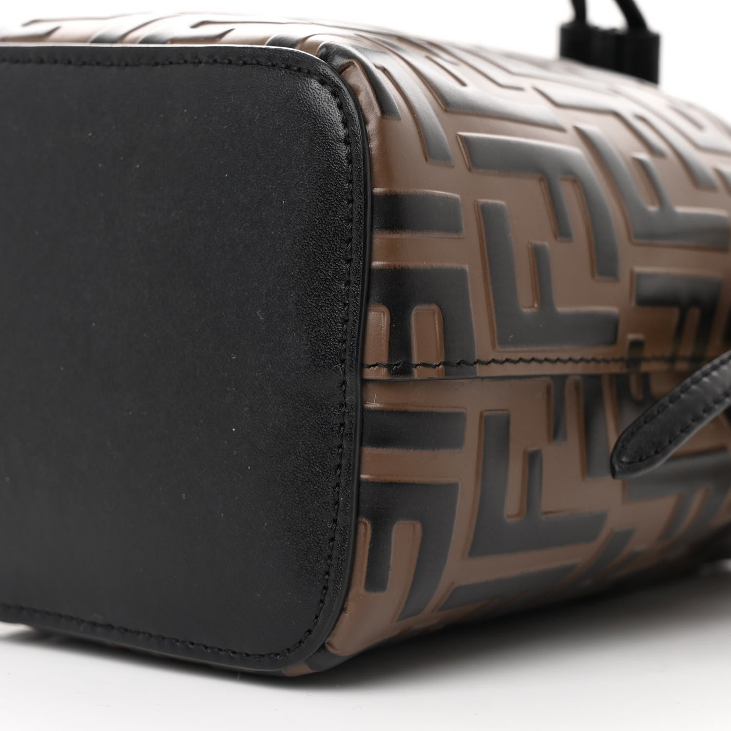 Fendi Vitello Liberty F is Fendi Bi-Color FF 1974 Embossed Mini Mon Tresor Bucket Bag Maya Black 10 of 10