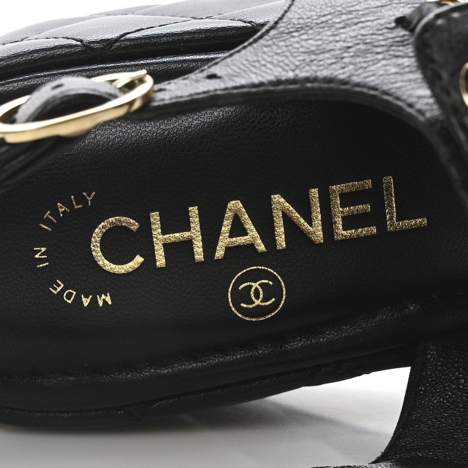Chanel Lambskin Quilted Chain CC Platform Sandals 37.5 Black 9 of 9