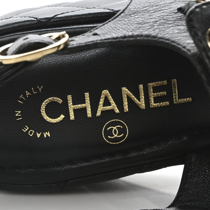 Chanel Lambskin Quilted Chain CC Platform Sandals 37.5 Black 9 of 9