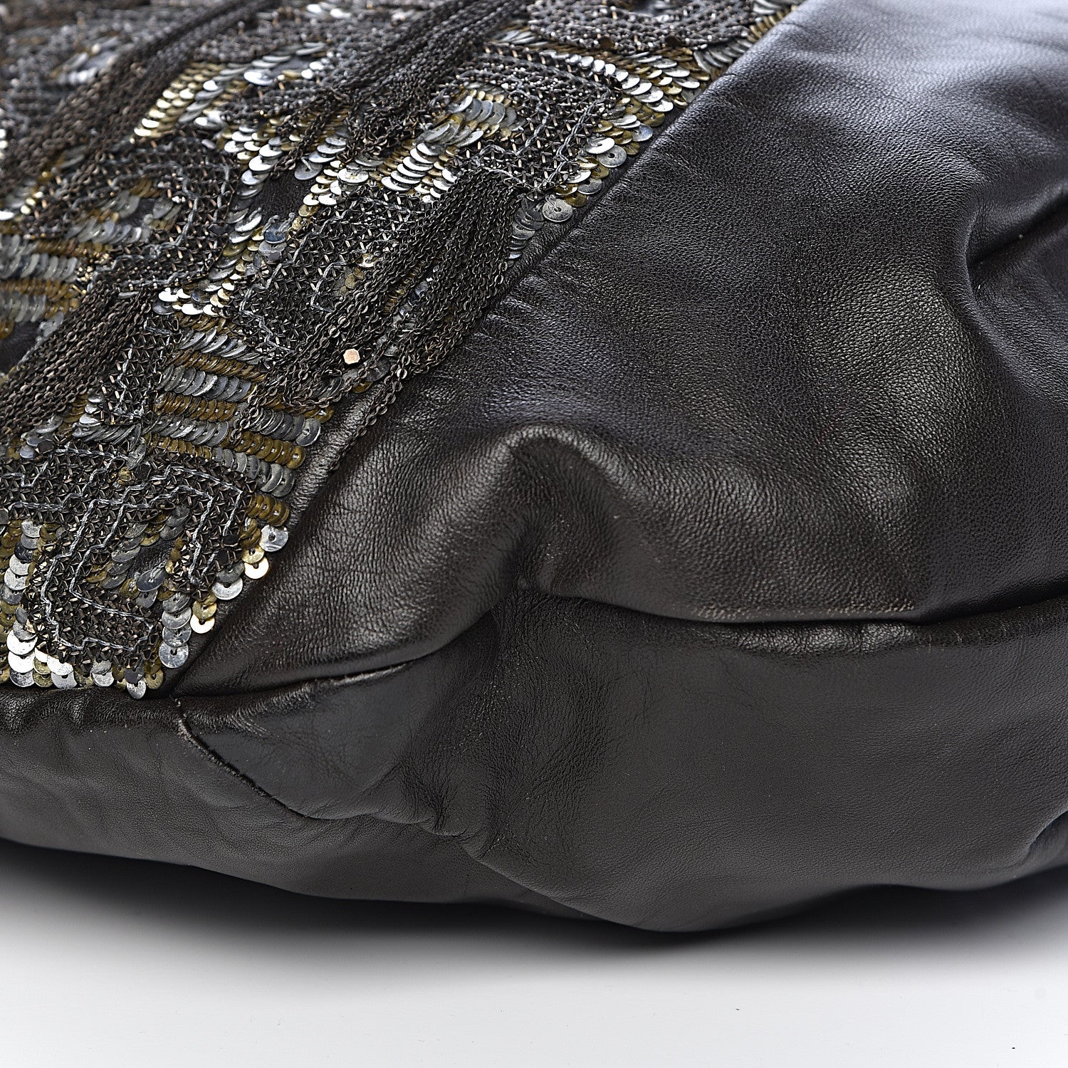 Valentino Garavani Nappa Sequin Chain Glam Tote Dark Grey 10 of 11