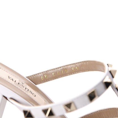 Valentino Garavani Calfskin Nappa Rockstud 60mm Caged Slide Sandals 39 Optic White 9 of 11