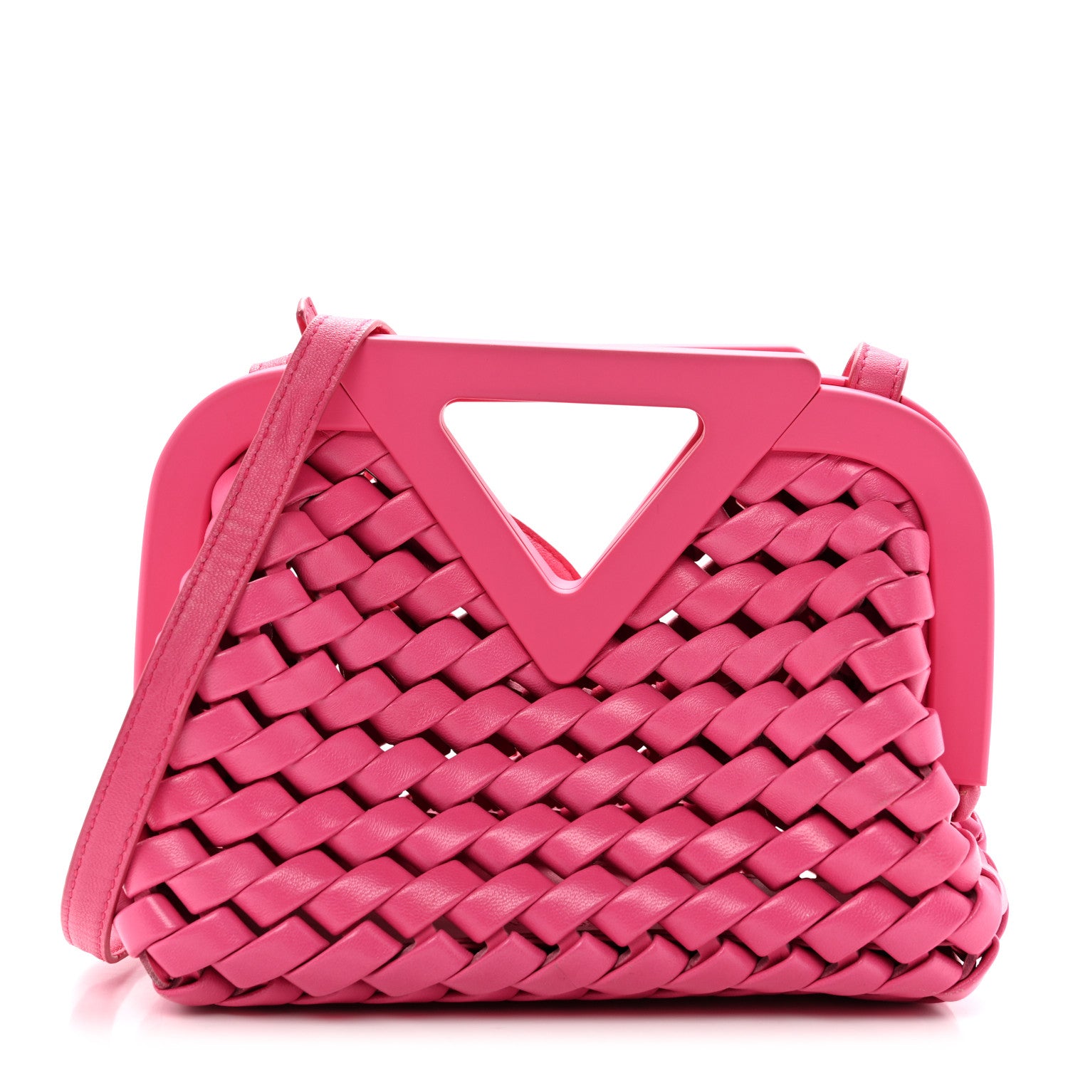 Bottega Veneta Lambskin Calfskin Slanted Intreccio Small The Point