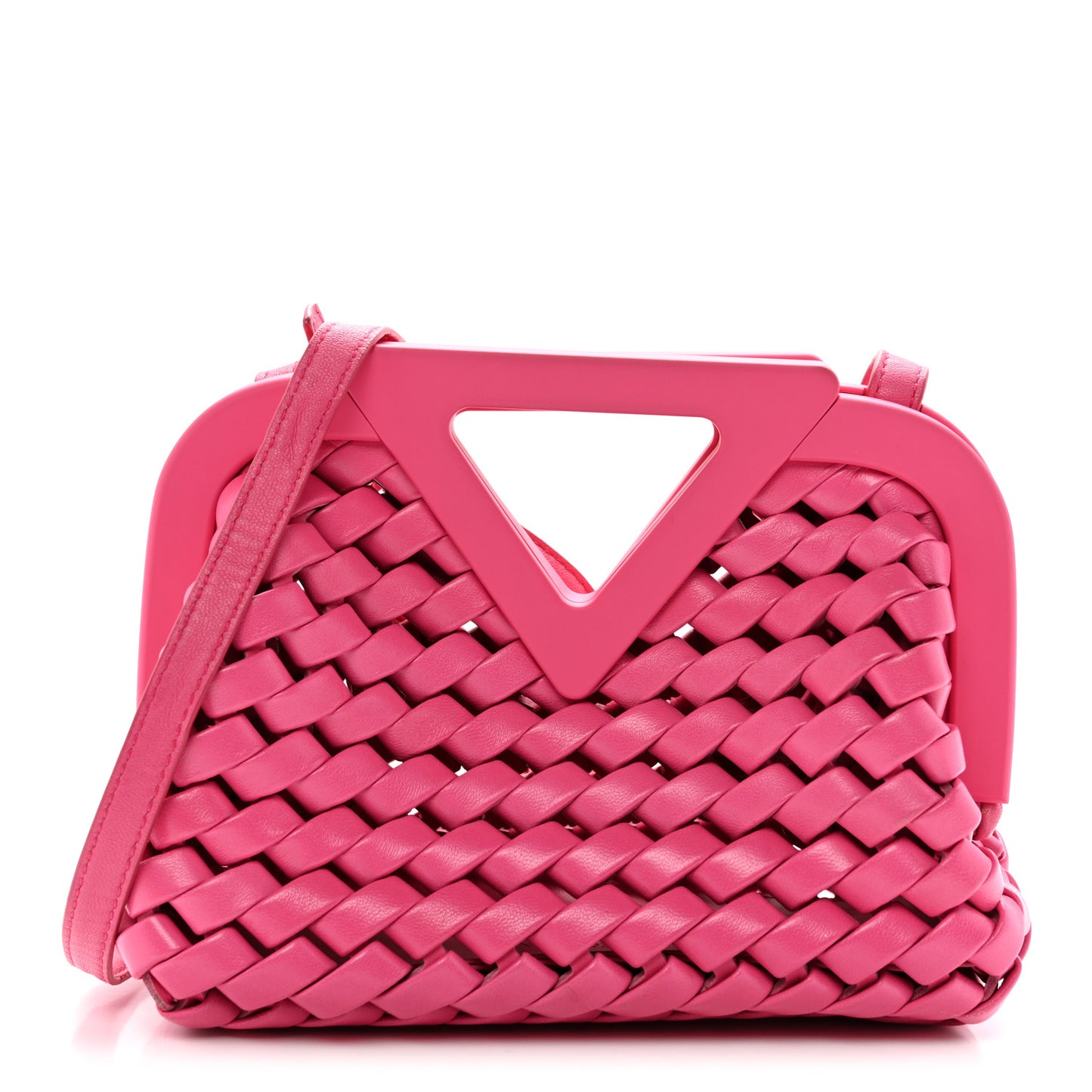 Lambskin Calfskin Slanted Intreccio Small The Point Triangle Bag Bonbon