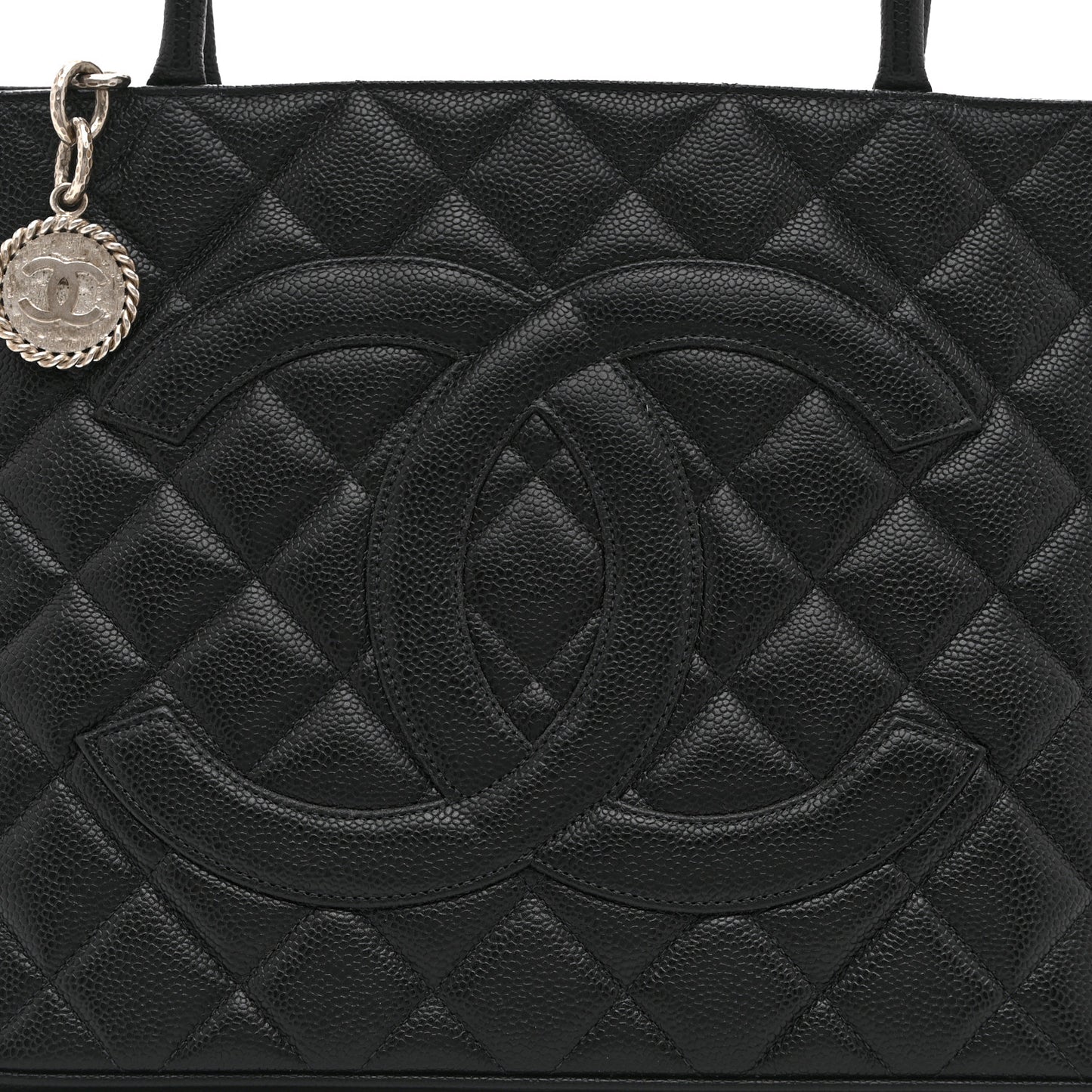 Caviar Quilted Medallion Tote Black