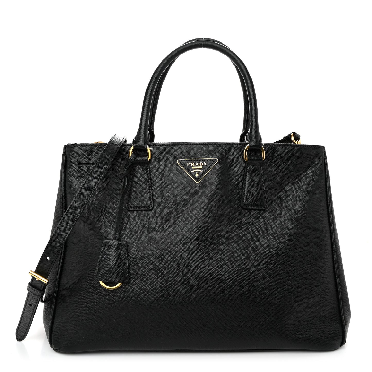 Saffiano Medium Galleria Double Zip Tote Black
