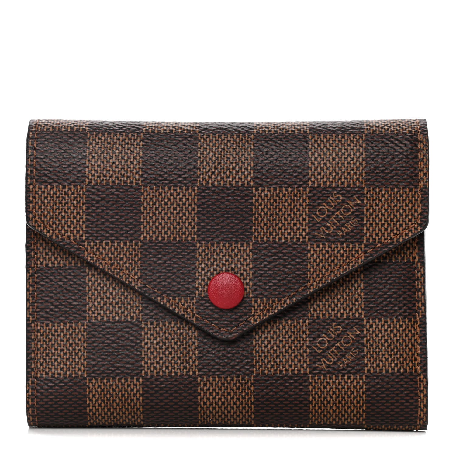 Louis Vuitton Damier Ebene Victorine Wallet Red 1 of 9