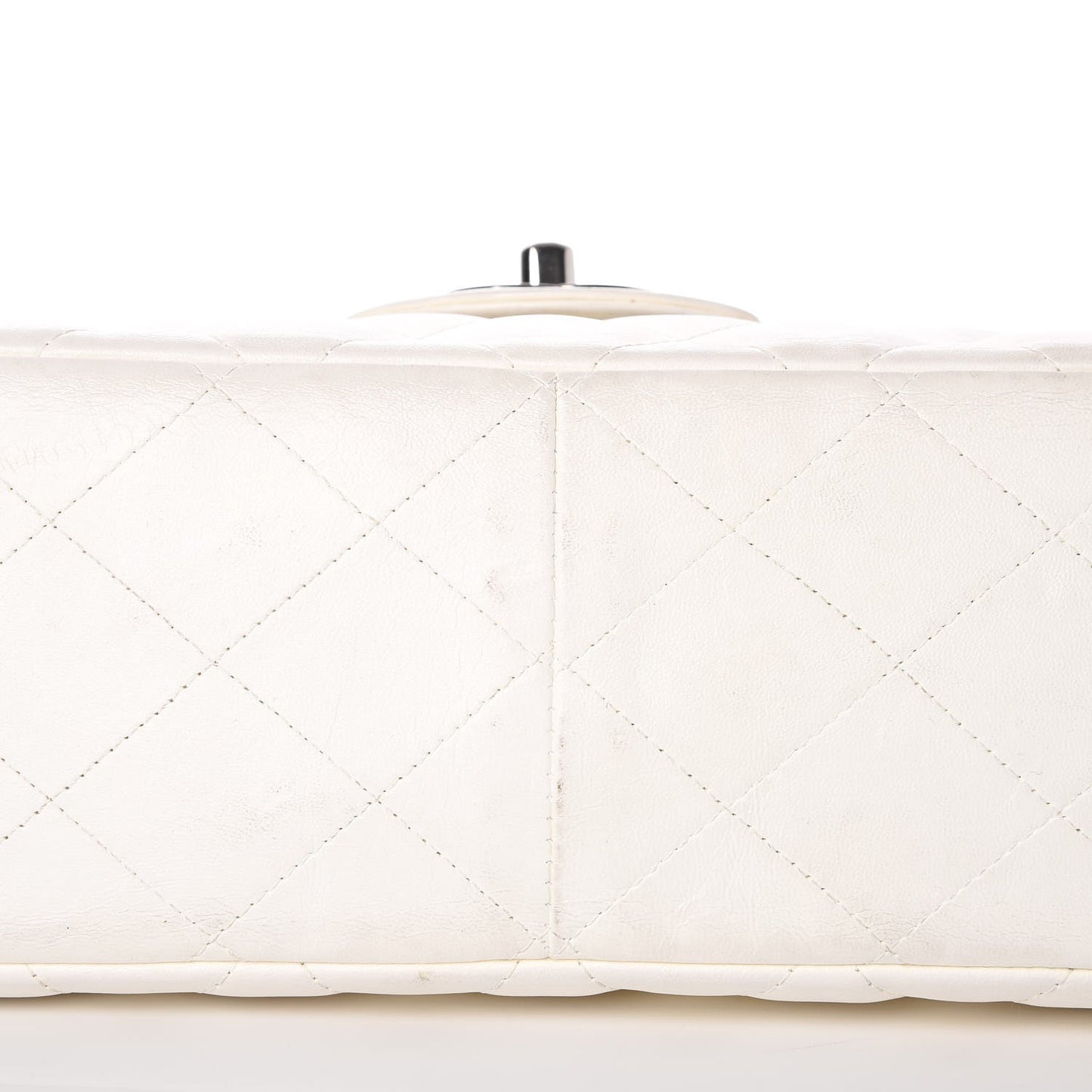 Lambskin Quilted Jumbo Single Flap White