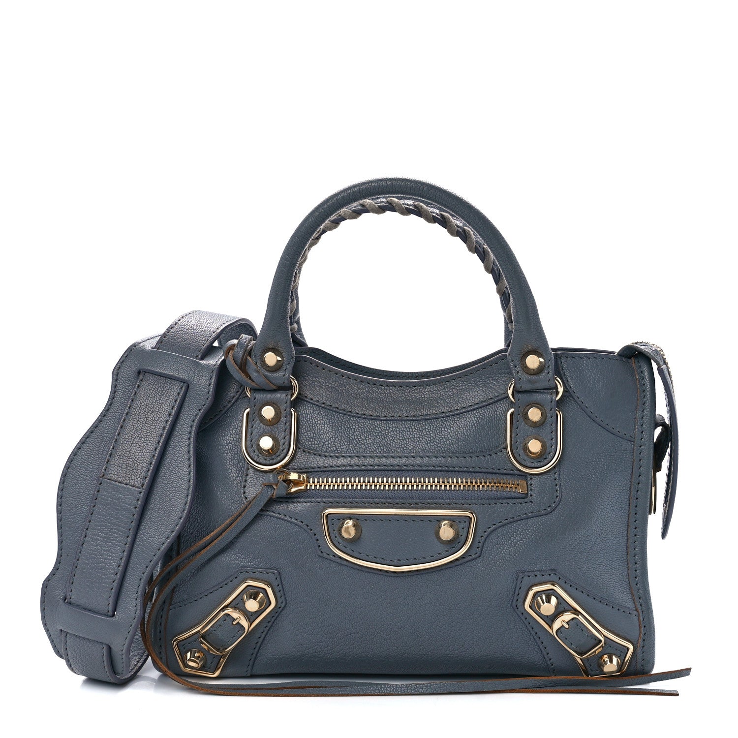 Balenciaga Chevre Gold Metallic Edge Hardware Mini City Bleu Acier 3 of 12