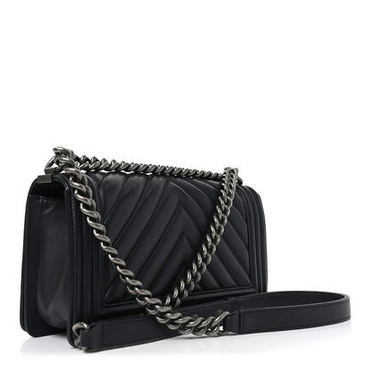 Chanel Lambskin Chevron Quilted Medium Boy Flap Black 3 of 10