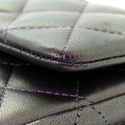 Chanel Iridescent Lambskin Quilted Mini Rectangular Flap Dark Purple 13 of 15