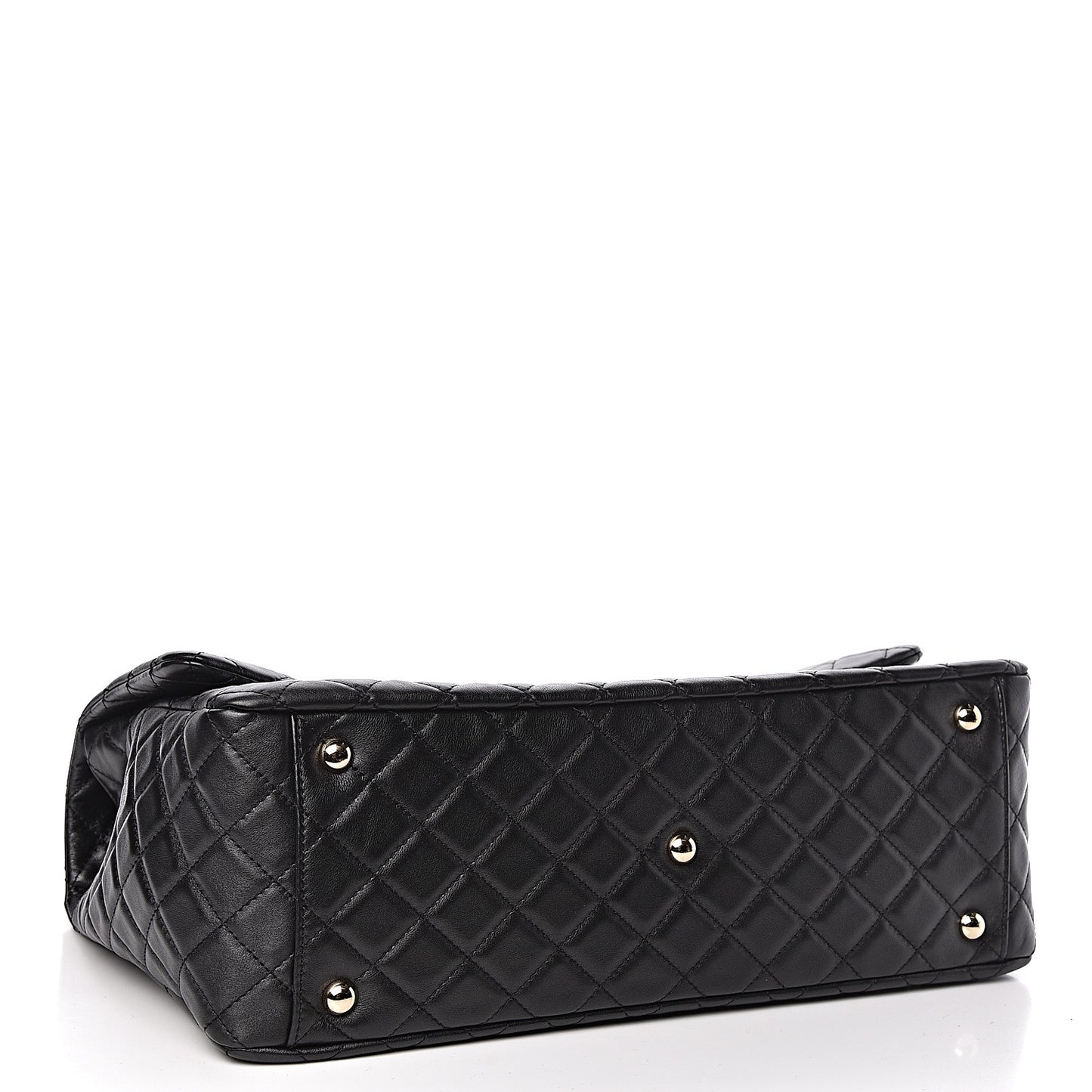 Calfskin Quilted XXL Travel Flap Bag Black